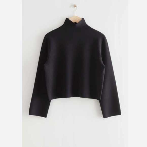 & other stories turtleneck knit sweater - black, size XS - Picture 4 of 5